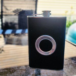 Black leather wrapped flask NWOT